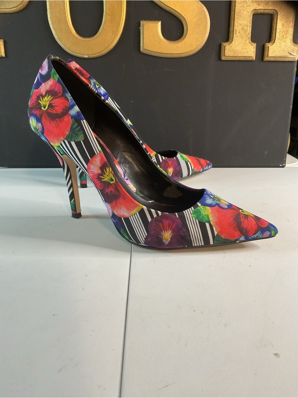 Aldo Floral Pointed High Heels in Multicolor Print